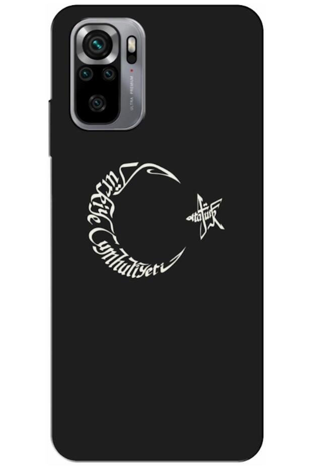 Xiaomi Redmi Note 10 Compatible Case Moon Star and Atatürk Silicone Case (Printed)