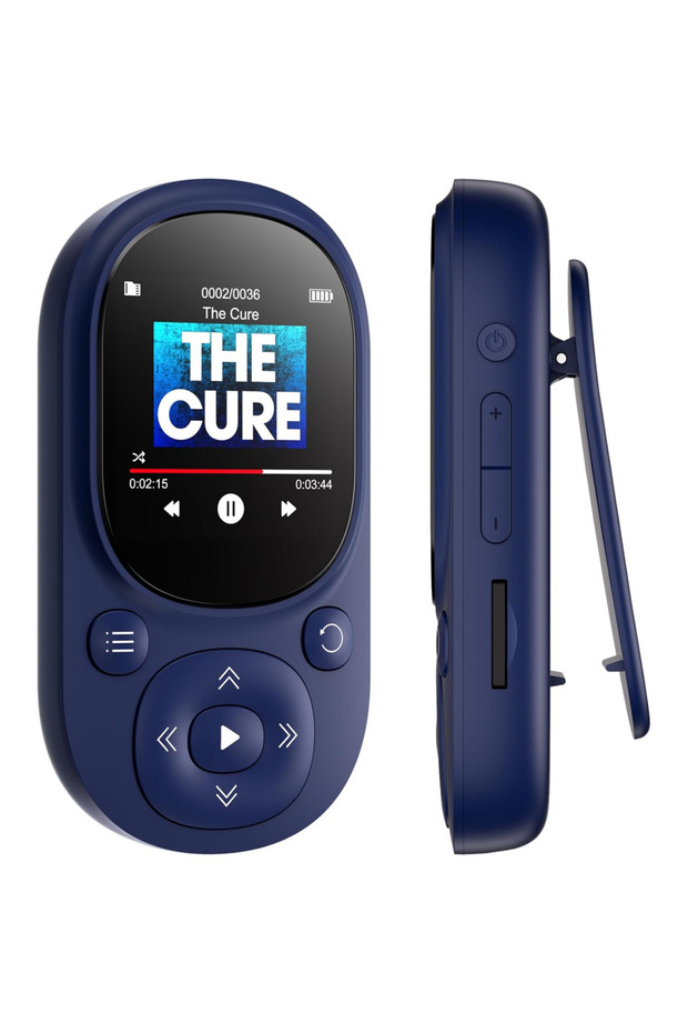 Blue 32GB Clip MP3 Player Bluetooth 5.3, MECHEN Children's Music Player with Pedometer Support up to