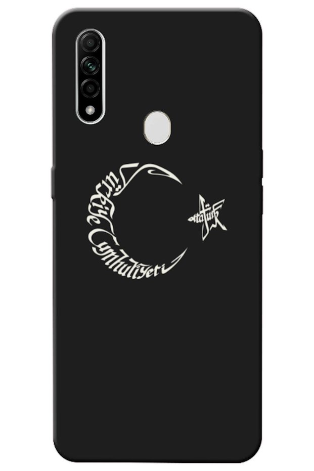 Oppo A31 Compatible Case Moon Star and Atatürk Silicone Case (Printed)