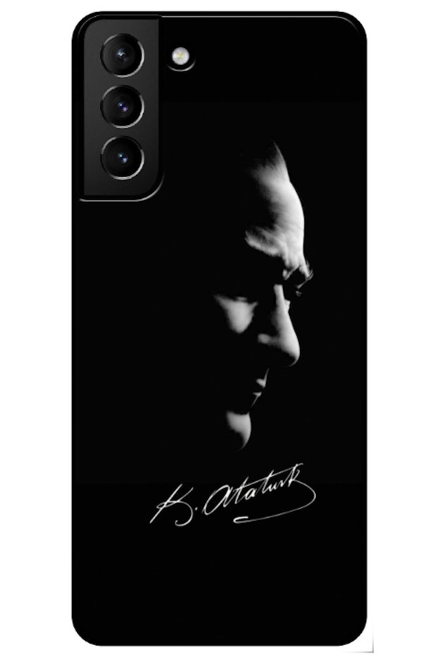 Samsung Galaxy S21 Compatible Case Mustafa Kemal Atatürk Black Silicone Case (Printed)