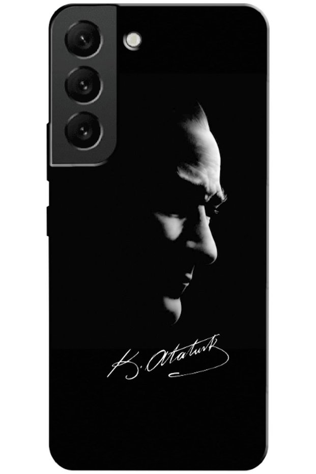 Samsung Galaxy S22 Plus Compatible Case Mustafa Kemal Atatürk Black Silicone Case (Printed)