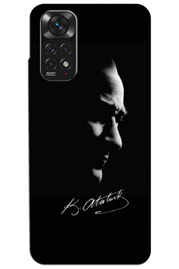 Xiaomi Redmi Note 11 Compatible Case Mustafa Kemal Atatürk Black Silicone Case (Printed)