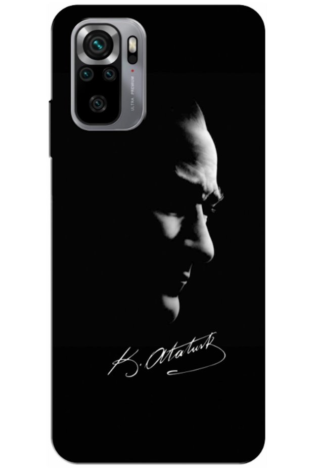 Xiaomi Redmi Note 10S Compatible Case Mustafa Kemal Atatürk Black Silicone Case (Printed)