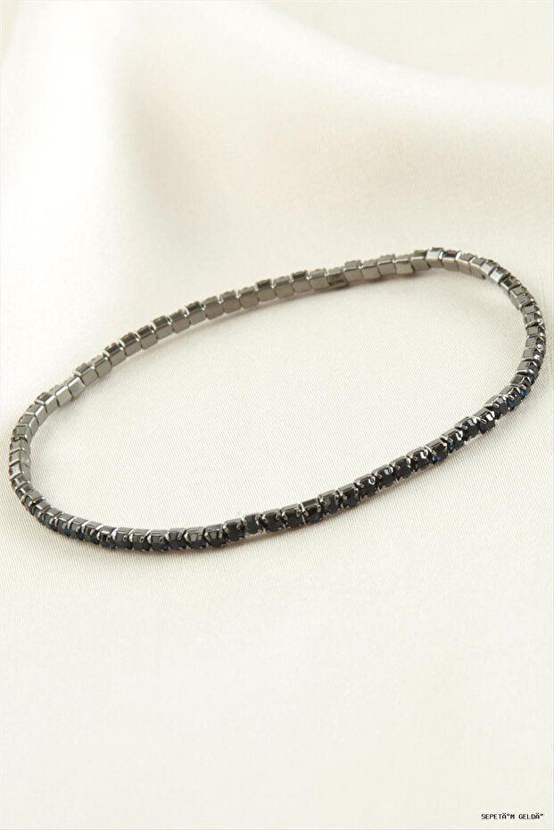 Spt-Gld 2 mm Tiny Strip Stone Waterway (45522) Bracelet Navy Blue