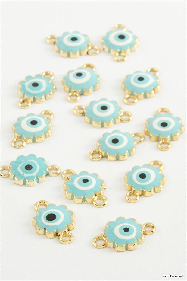 Spt-Gld Flower Double Handle Enamel Bracelet and Pendant Horse 1 (55446) Piece Turquoise