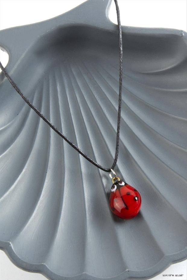 Spt-Gld Ladybug Glass (54554) Pendant Red