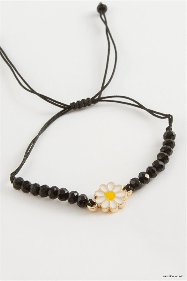 Spt-Gld Crystal Daisy (50325) Bracelet Black