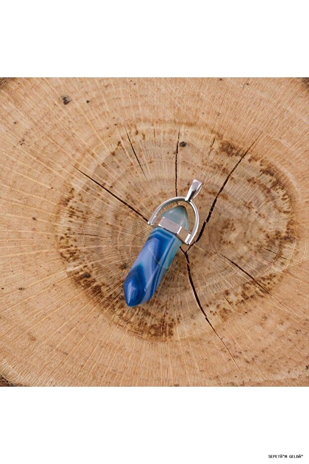 Spt-Gld Agate Point Pendant (50610) Blue Standard
