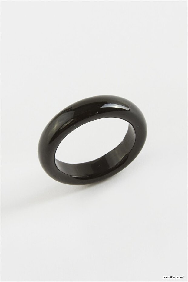 Spt-Gld Agate Natural Stone (45708) Ring Black
