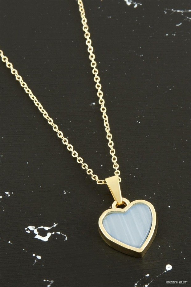 Spt-Gld Heart Polyester Necklace (51819) Blue