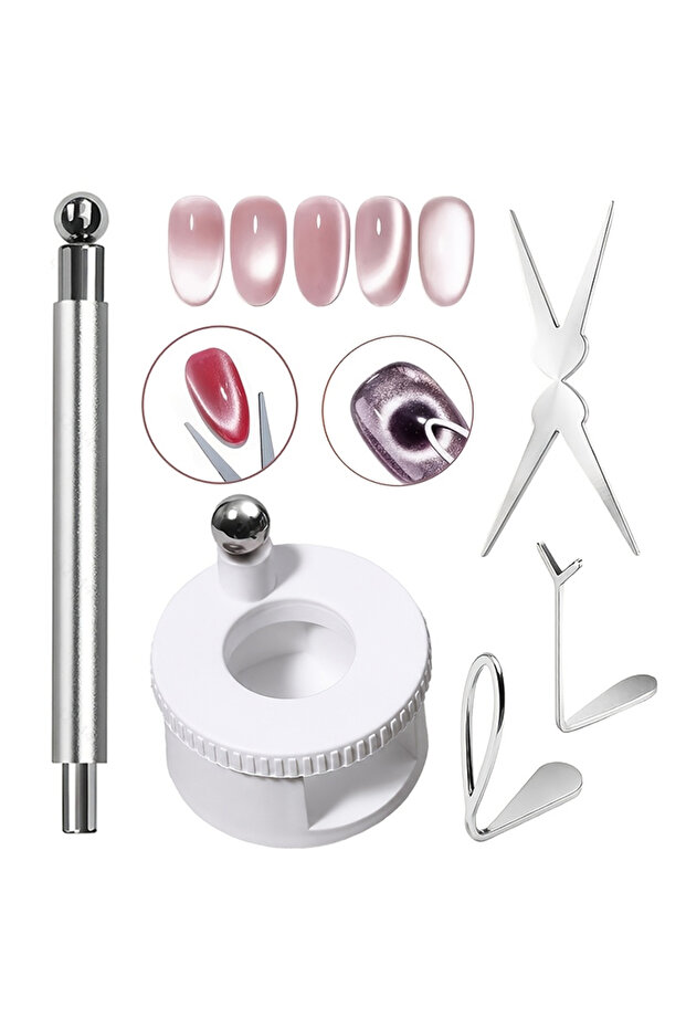 White Set Rotating Cat Eye Nail Magnet Wide Light Glass Bead Effect Multifunctional Strong Automatic