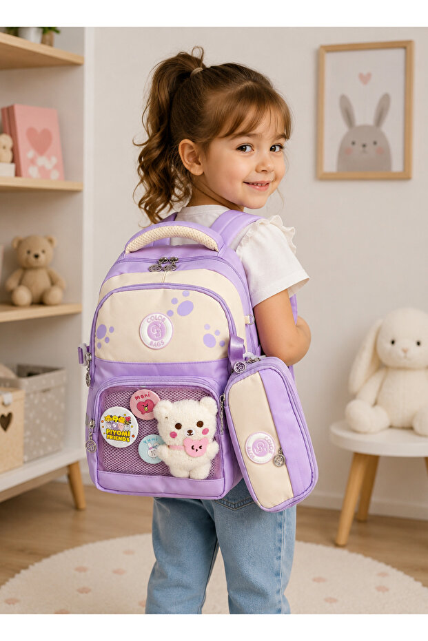 3-6 Years Old Kindergarten Bag Set Orthopedic Medium Size Nursery Backpack with Pen Holder