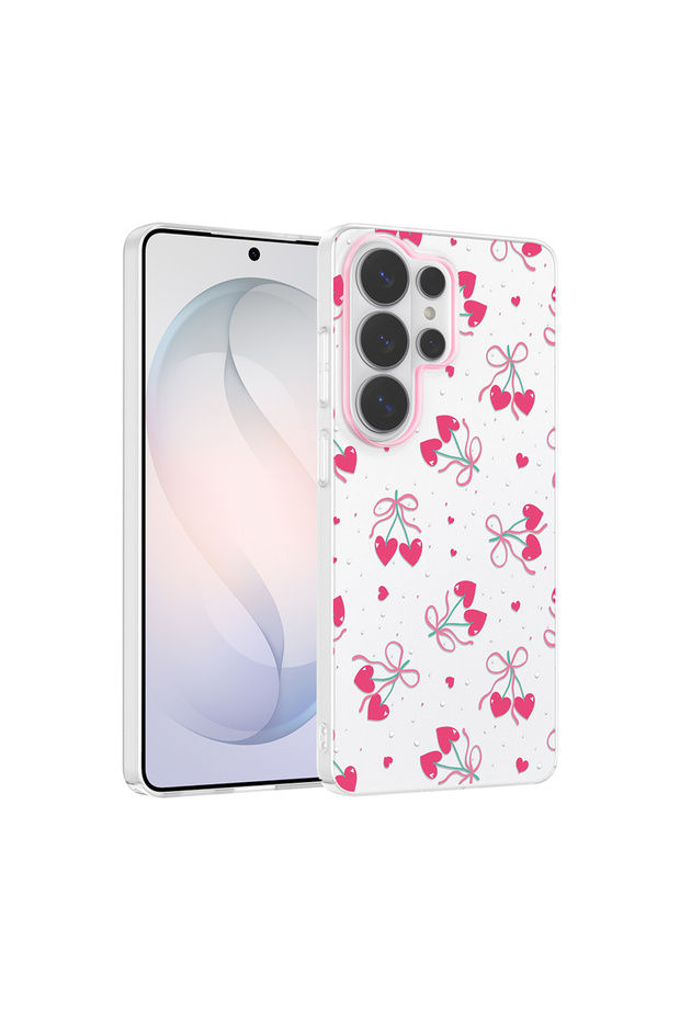 Galaxy S26 Ultra Case Flower and Bow Pattern Camera Raised Senk Premium