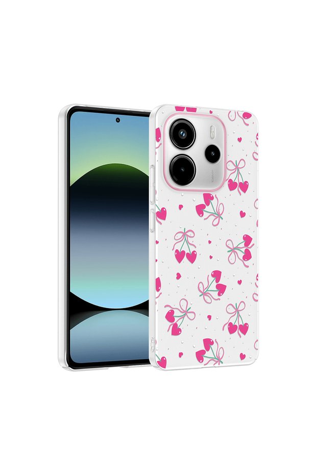 Xiaomi Redmi Note 14 4g Case with Floral and Bow Pattern, Camera Raised, Premium