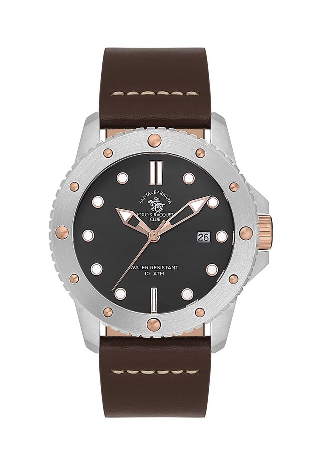 Santa Barbara Polo & Racquet Club Leather Cord Male Wrist Watch 10Atm Essa-Sb.8.10001-4