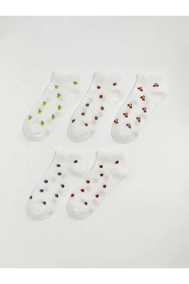Fruit Patterned Women's Booties Socks 5-Pack (S6)
