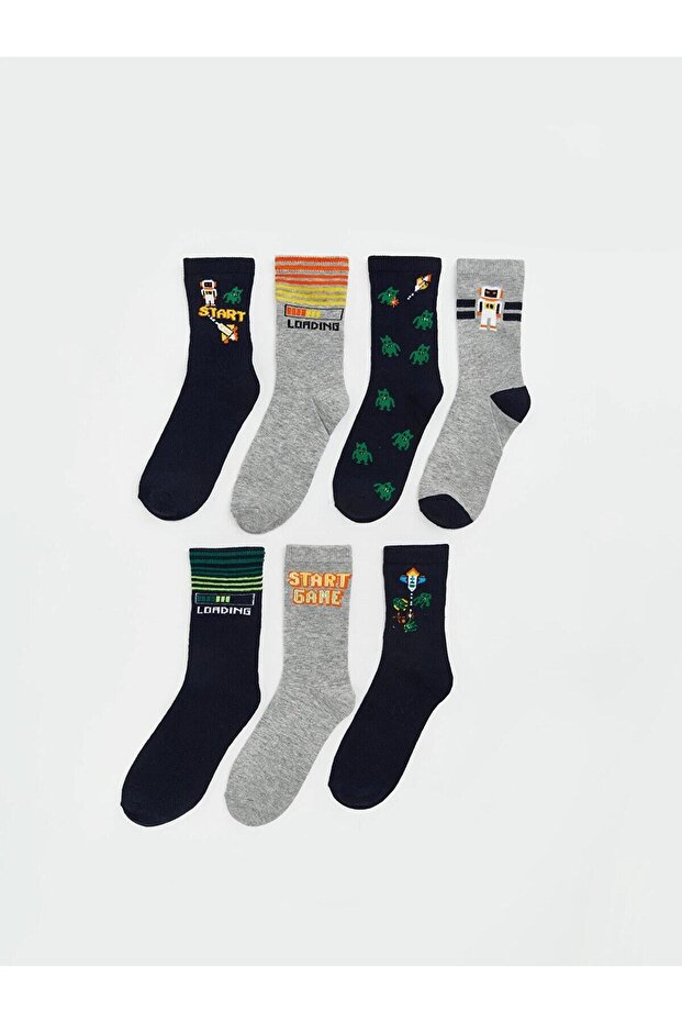 Mixed Patterned Boys' Socks 7-Pack (W6)