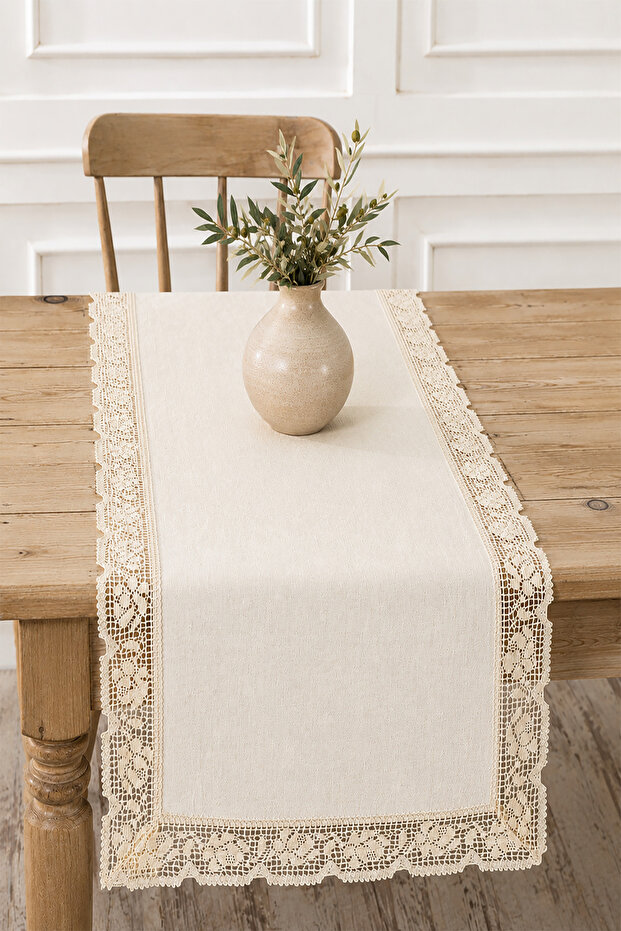 Lace Runner, Console, Coffee Table Cover-Ecru