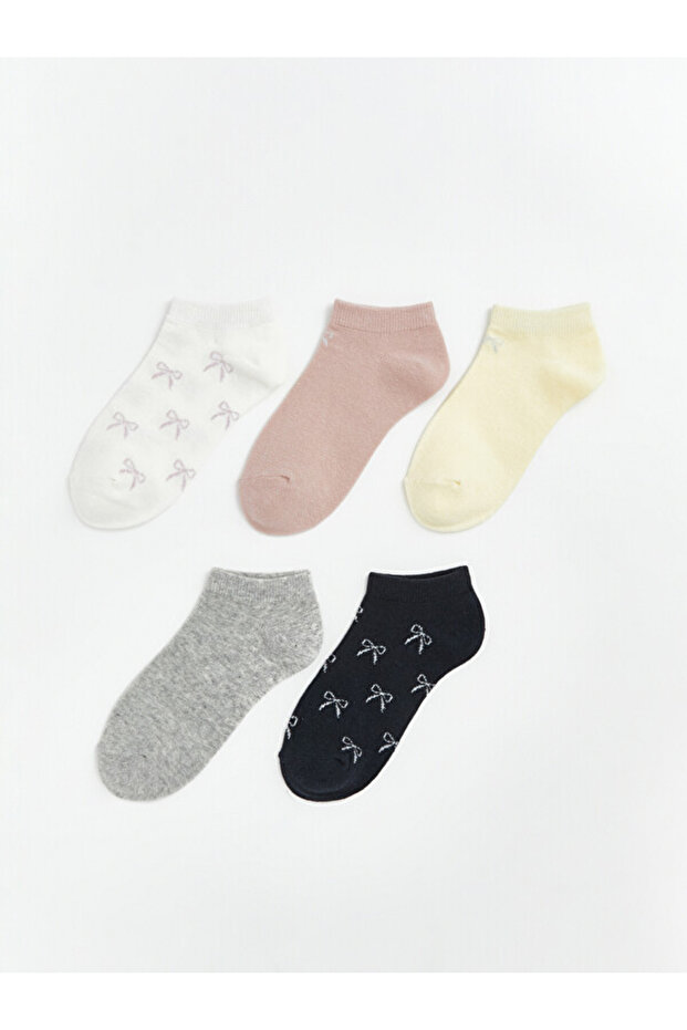 Esvab • Modern & Distinctive Bowknot Embroidered Women's Booties Socks, Pack of 5