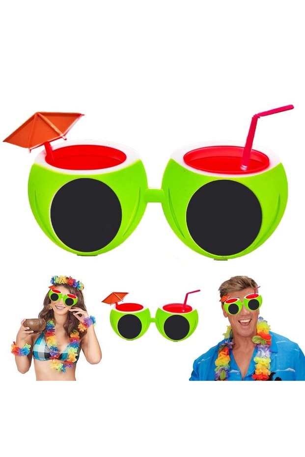 Watermelon Shaped Tropical Hawaiian Hello Summer Party Glasses