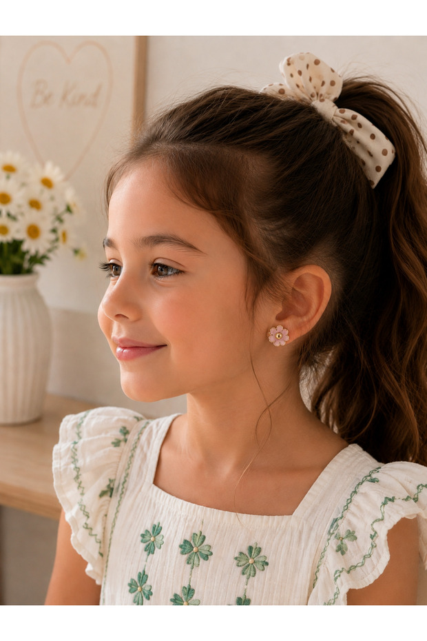 Children's Earrings with Flower Figures