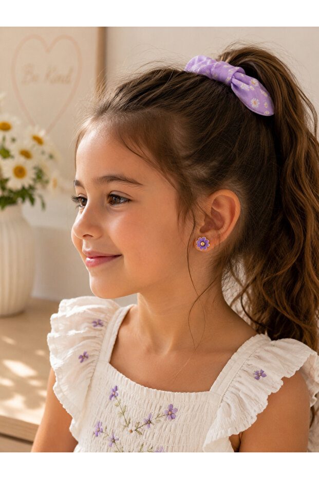 Children's Earrings with Flower Figures