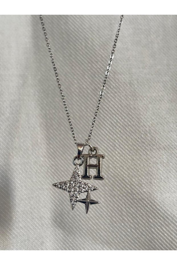 316L Steel Women's Necklace with Letter H with a Polar Star