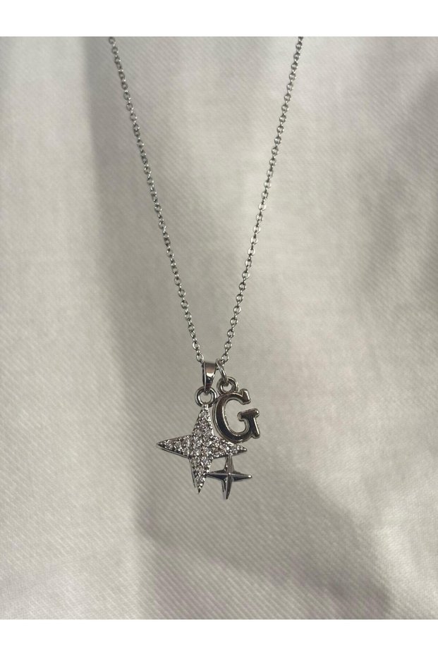 316L Steel Women's Necklace with g Letter with Polar Star