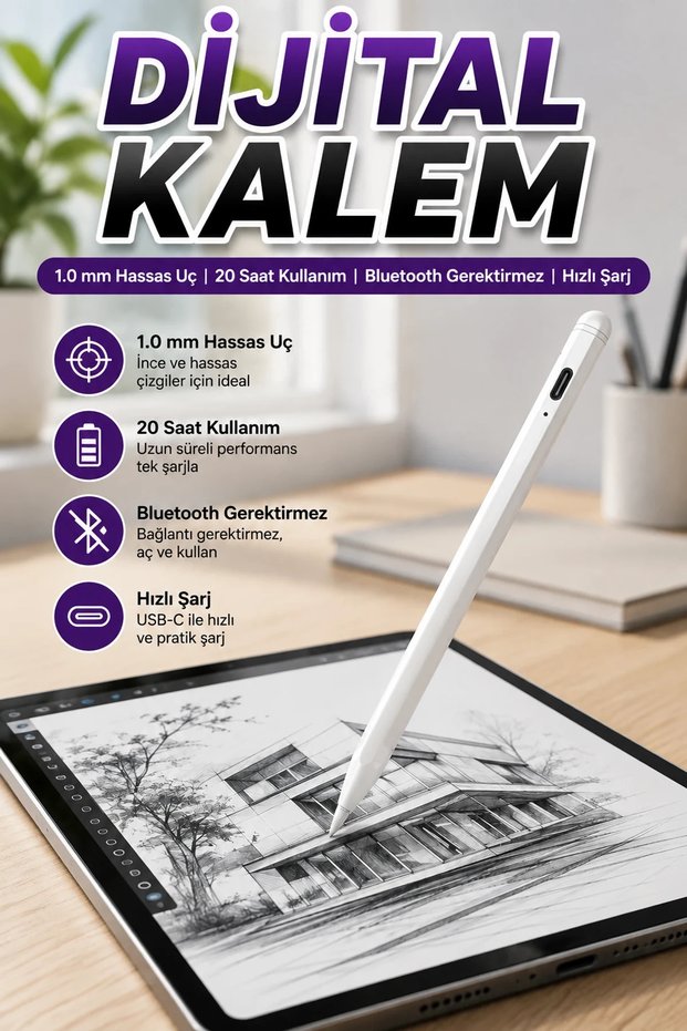 Professional Digital Pen with Precise Tilt Sensor 1.0mm Nib Long-Term Use