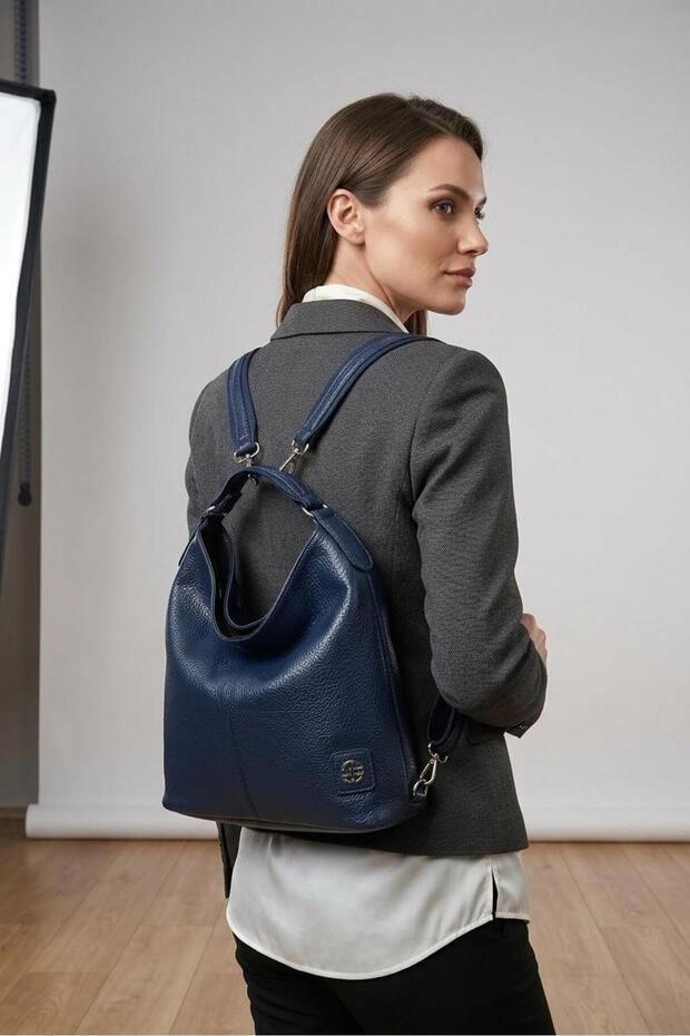 Women's Functional Soft Leather Shoulder and Backpack School Bag Daily Bag (Height 30 cm Width 36 cm)