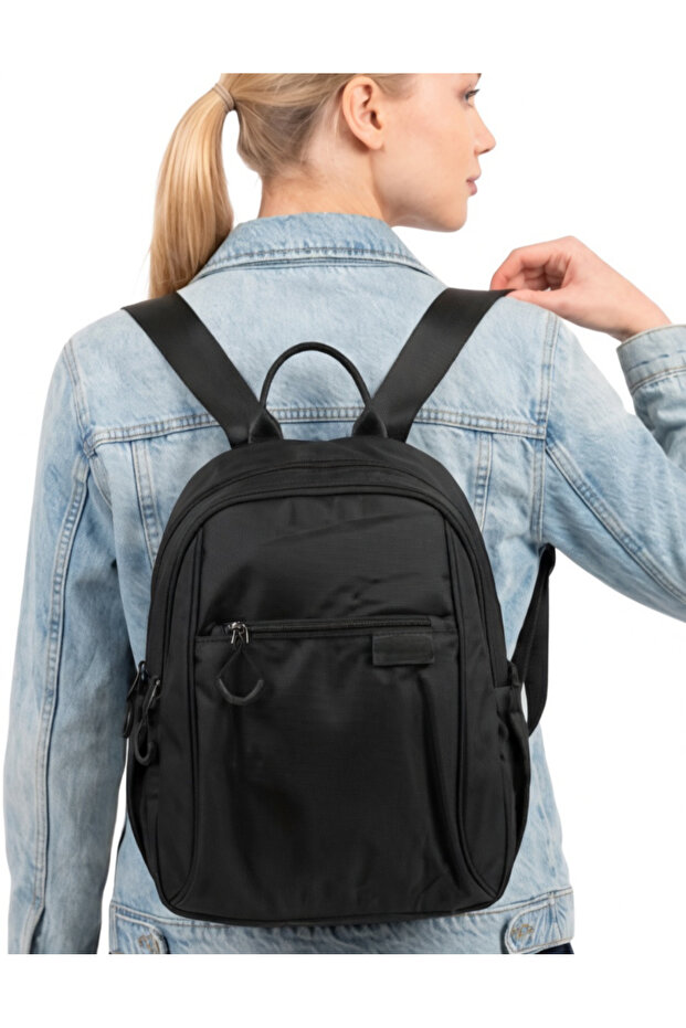 Dp Casual Black a Quality Multi-Compartment Water Repellent Sports Travel Daily Lightweight Fabric Backpack 4-2