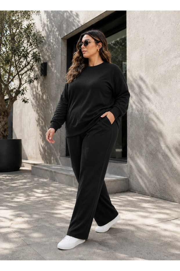 Plus Size Soft Texture Flexible Loose Comfortable Tracksuit Set