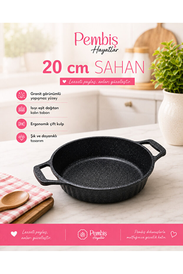 20 cm Granite Pan Set | Double Handle Non-Stick Pan