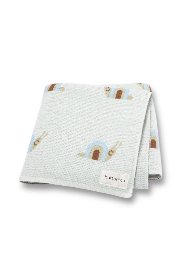 Knitted Baby Blanket for Girl and Boy Ecru Snail 90cm X110Cm