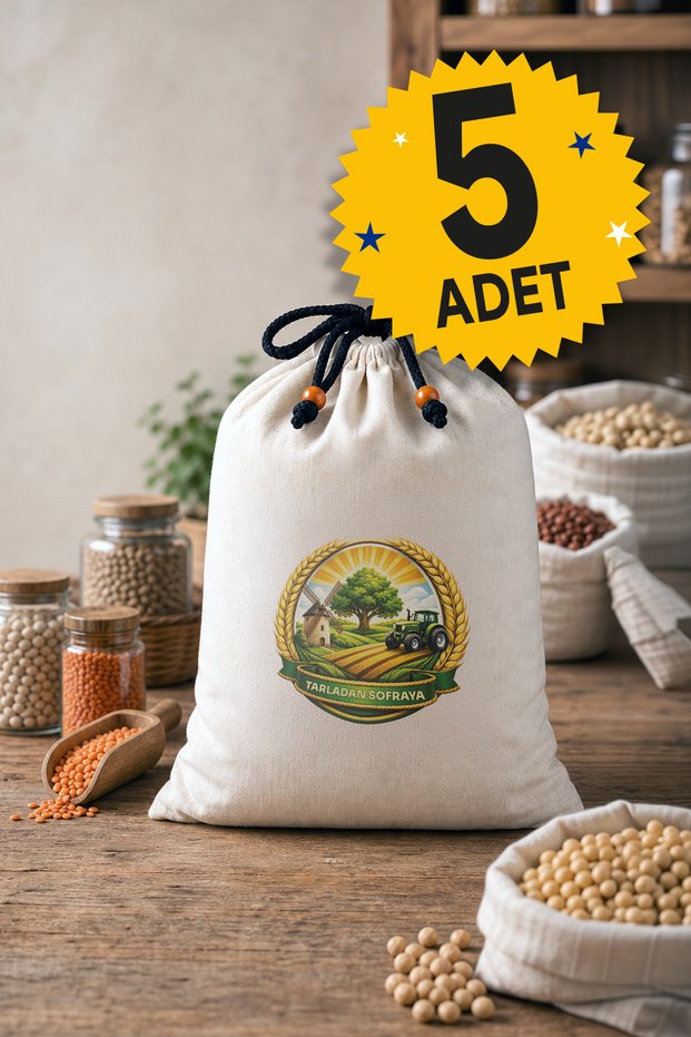 | 5 Pieces | Multi-Purpose Printed Legume Pouch Nuts Pouch and Dried Food Pouch - 100% Cotton Raw Cloth Fabric | Model-01 |