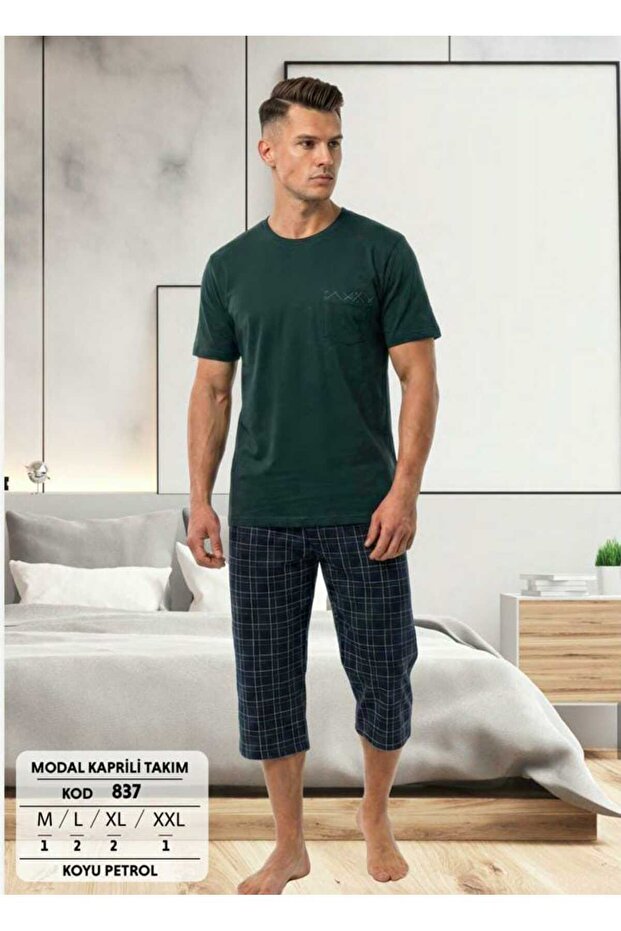 Men's Short Sleeve Capri Pajama Set 837