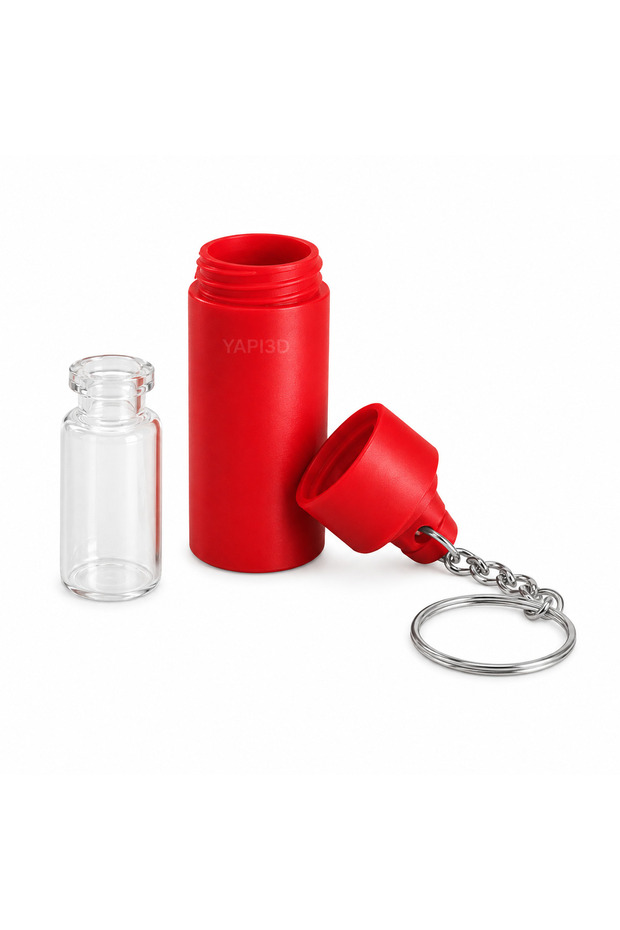 Mini Bottle Keychain Carrying Container with Screw Cap Chain Keyring Ring Small Bottle Storage Case