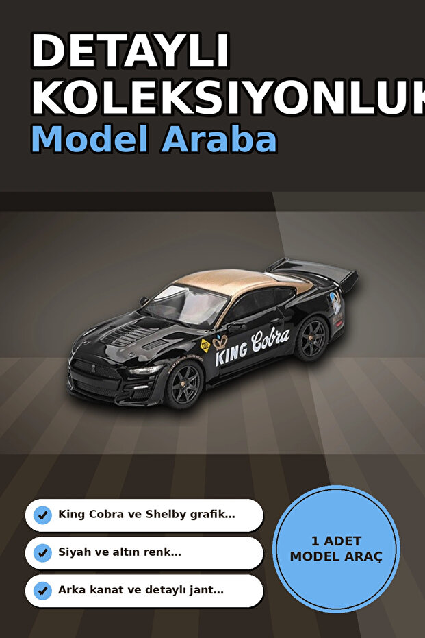 Black with Gold Plated 1/64 Diecast Shelby Gt500 Dragon Snake Concept Model Car Bx-313355