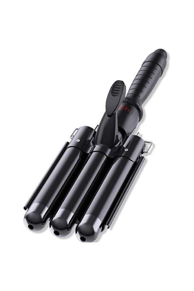 ZOOMEE Three Barrel Curling Iron,Hair Crimper with LCD Temperature Display,1 Inch Crimper Hair Tool,Dual Voltage Hair Crimper,Beach Waver Curling Iron (Black)