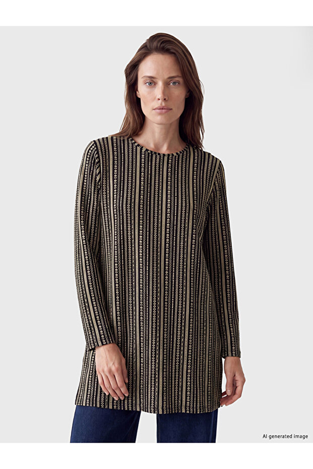 Crew Neck Patterned Women's Tunic
