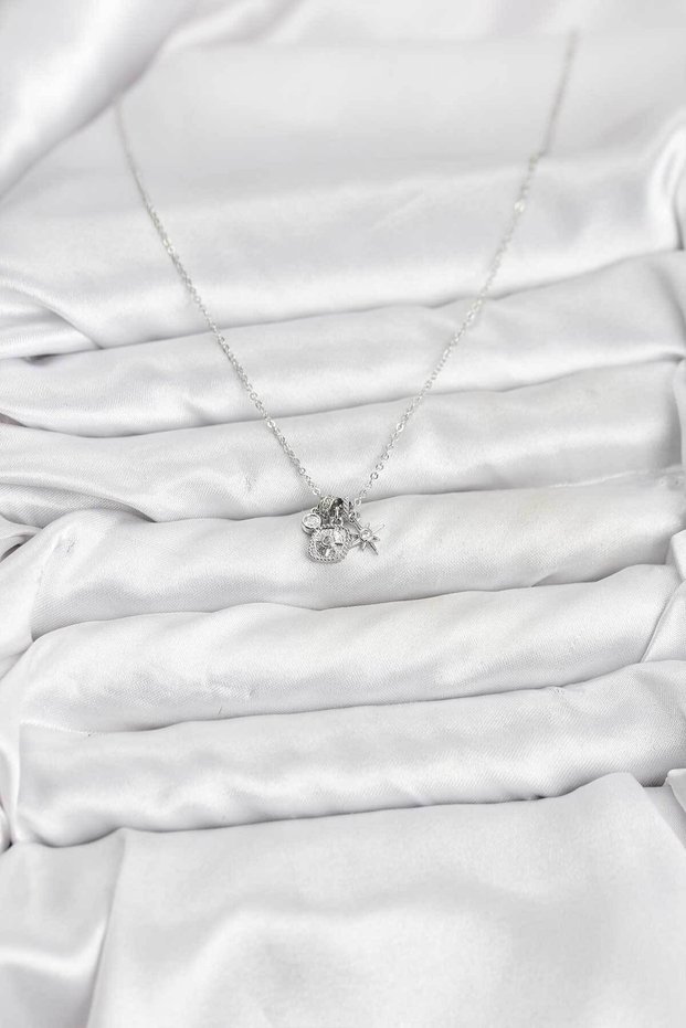 Women's Necklace with Silver Brass Minimal Charms for Elegant Necks