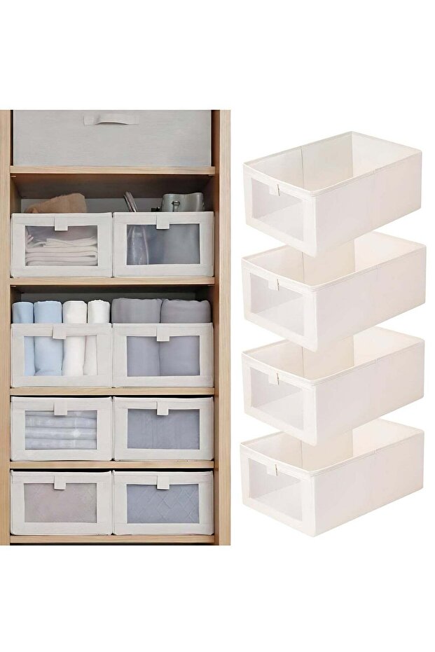 Wardrobe Clothes Organizer Storage Box, 4 Pack Drawer Organizers and Storage, Foldable Close