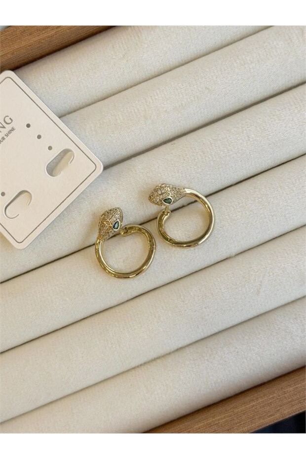 Glb-stl41414 stone snake earrings - gold
