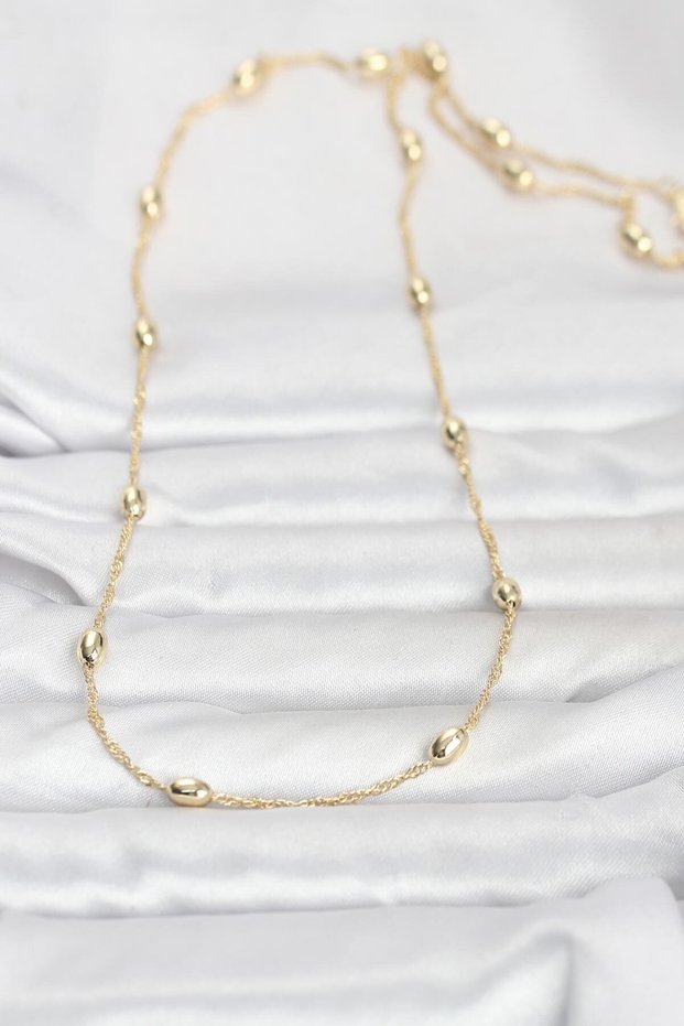 60cm Golden Brass Beaded Twist Women's Necklace for Elegant Necks
