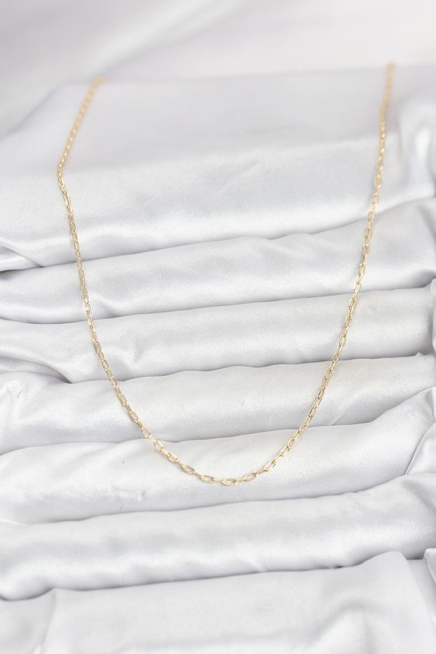 60cm Golden Brass Style Paperclip Chain Women Necklace for Elegant Necks