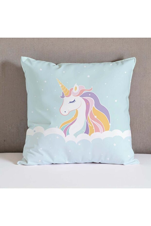 Dreamz Unicorn Filled Cushion 45x45 cm, Decorative Accent For Tabletop Shelf And Home Styling