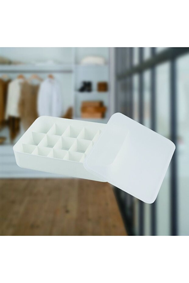 Magnus Plastic Organizer With Lid White 36.5x26.5x8.5Cm