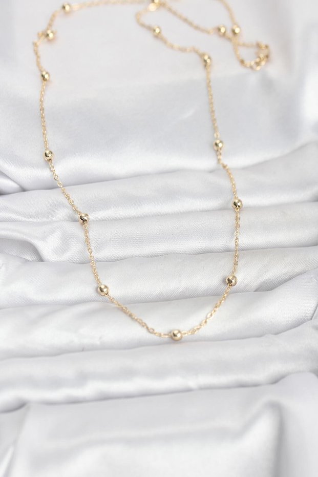 60cm Golden Brass Brass Ball Chain Women's Necklace for Elegant Necks