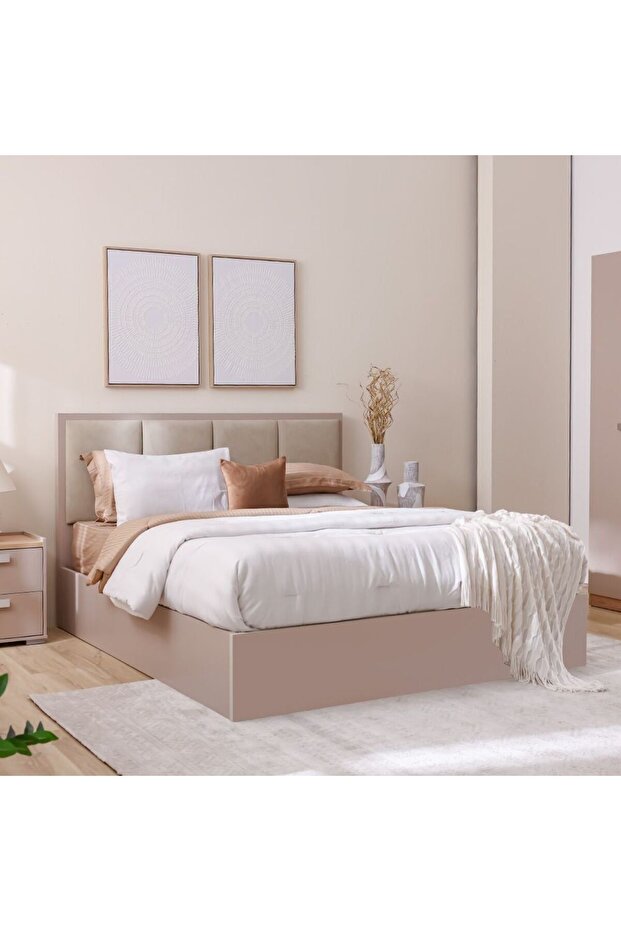 Cardano 150x200 Queen Bed with Hydraulic Underbed Storage Beige
