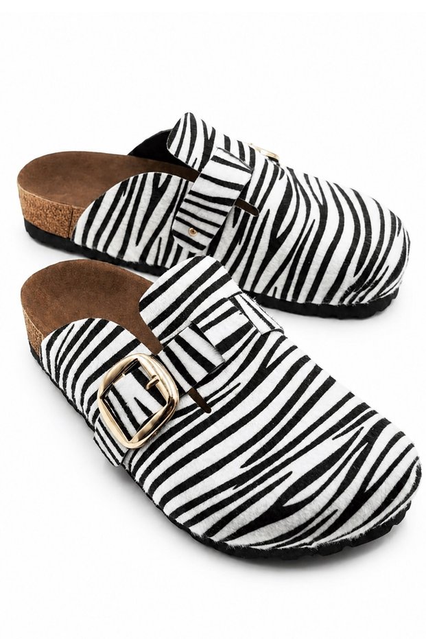 Mostar Women's Orthopedic Zebra Patterned Sole Comfortable Fit Soft Lightweight Daily Indoor Dowry Slippers